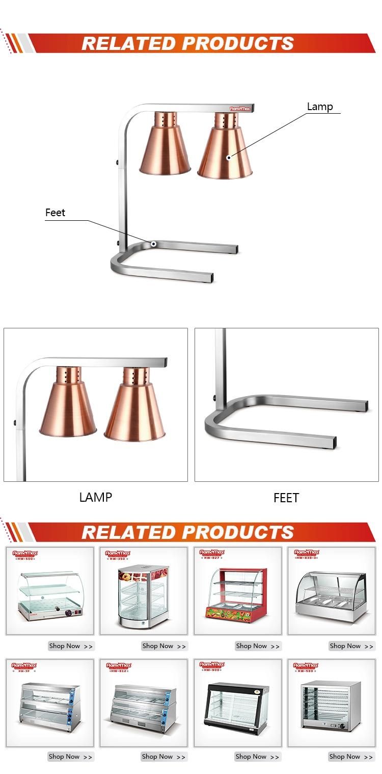 Stainless Steel Double Head Food Warmer Lamp 2-Lamp (HW-819B)