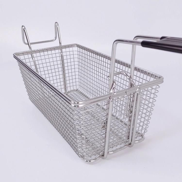 4 Gallon Hevy Duty Restaurant Deep Fryer Basket Rectangular Stainless Steel Fry Basket with Folding Handle