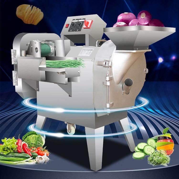 Stainless Steel Commercial Vegetable Cutting Machine Shreds Slices Cube Diced Canteen Multifunctional Vegetable Cutter