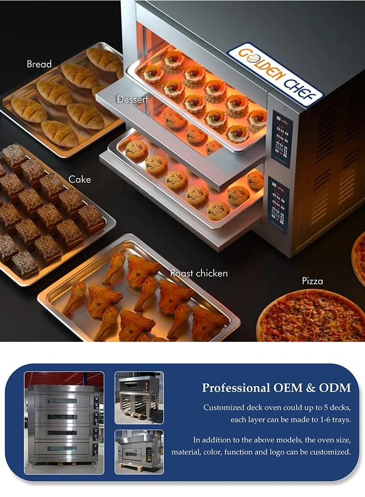 Professional Manufacturer of Commercial Baking Machinery 1 2 3 Deck Bakery Equipment Pizza Oven Food Machinery Baking Oven