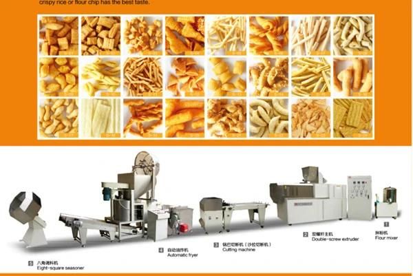 Fried Wheat Flour Puff Snack Process Line Food Extruder Machine with Packing Machine