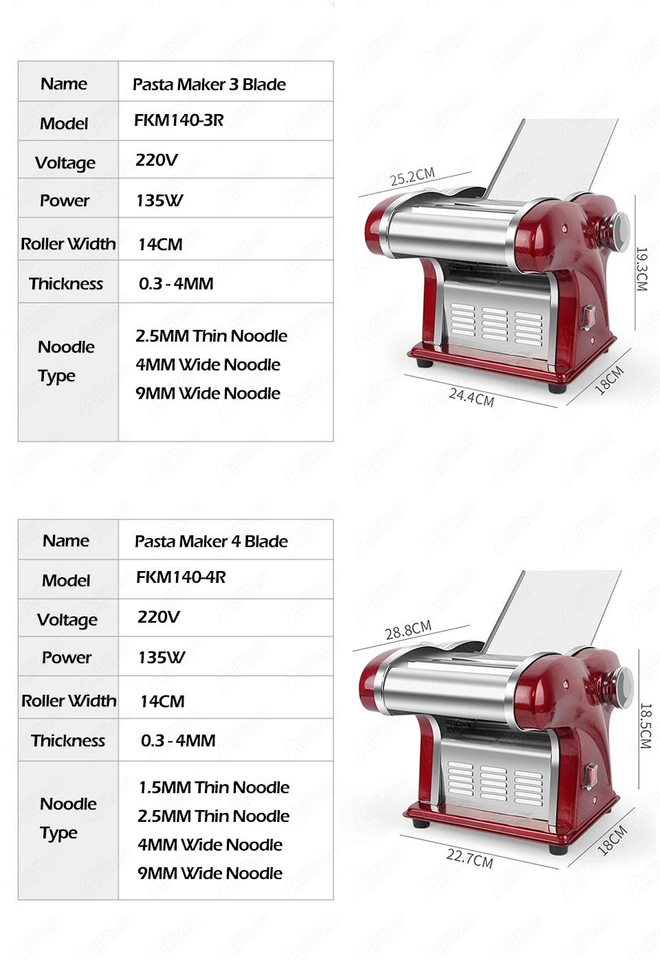 FKM140-3r Electric Noodle Making Pasta Maker Dough Roller Noodle Cutting Machine