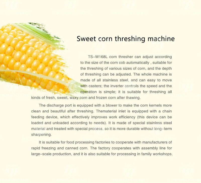 Stainless Steel Vegetable Machine Automatic Cooked Maize Sweet Corn Threshing Machine Fresh Corn Sheller (TS-W168L)