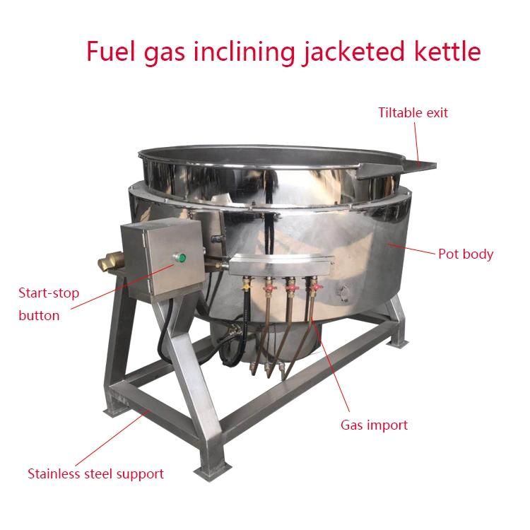 Gas Heating Jacketed Kettle Automatic Sauce Cooking Pot with Planetary Mixer