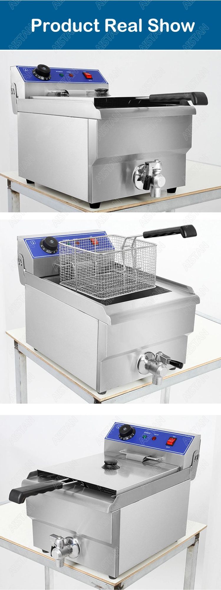 Ef192V Commercial Big Volume 19L+19L Electric Deep Fryer 2 Tanks 2 Baskets French Fry Oil Kfc Fryers