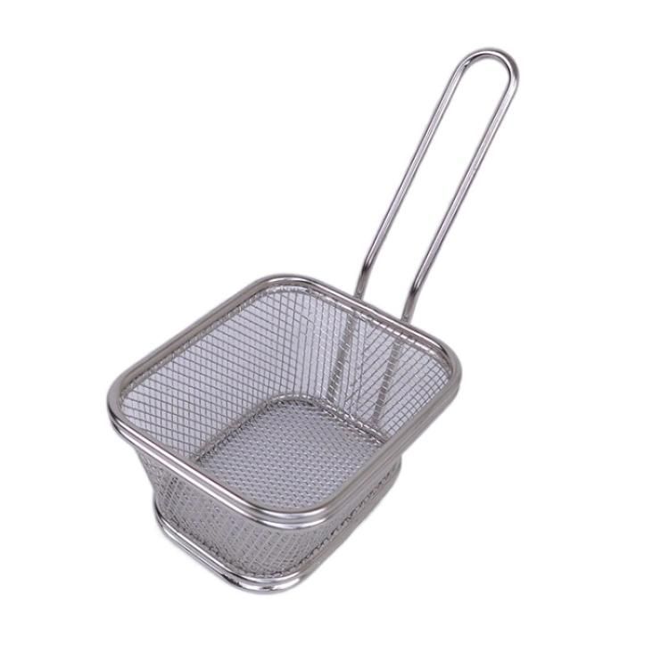 Fried Food Table Serving Chrome Rectangular Chips Fry Basket French Fries Basket Square Mini Frying Basket