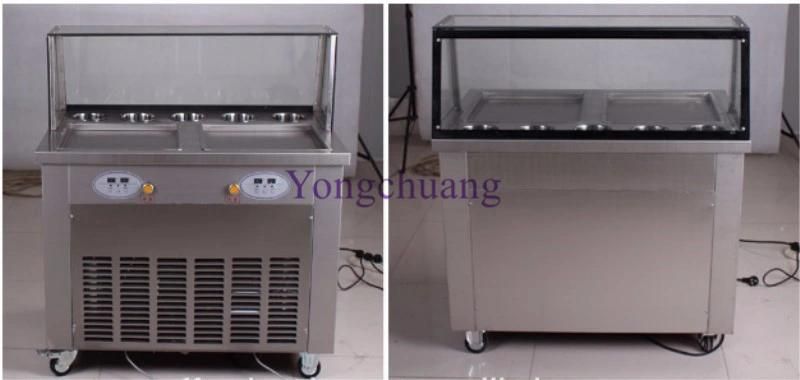 Roll Fried Ice Cream Machine with Temperature Control Pedal Defrost