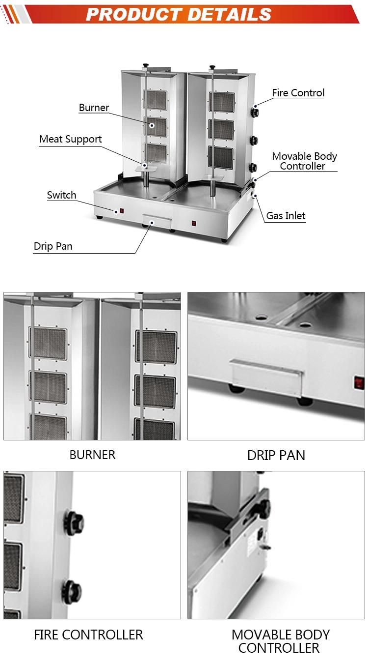 Gas Shawarma Kebab Machine with 6-Burner (HGV-B26)