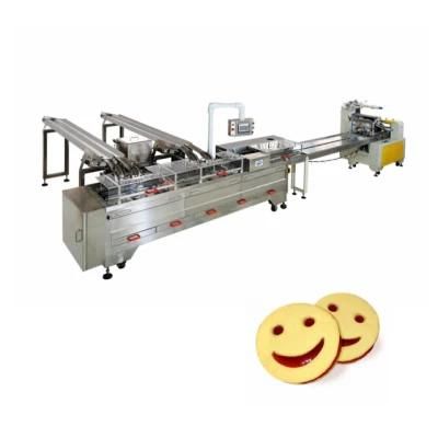 Skywin Small 2+1 Cream Sandwich Biscuit Making Machine with Automatic Packing Machine