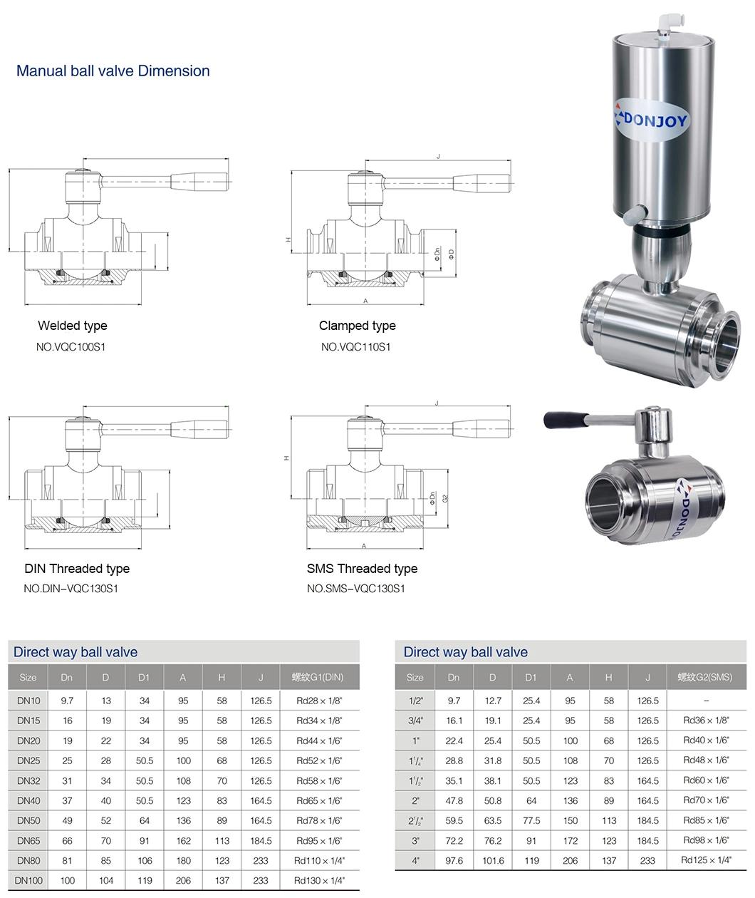 Sanitary Stainless Steel 3-Way Ball Valve with Pneumatic Actuator