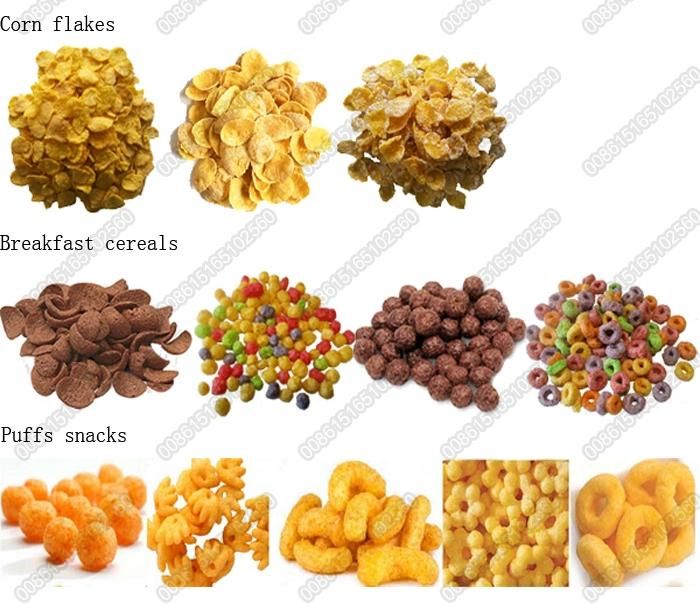 Automatic Industrial Crispy Crunchy Breakfast Cereals Corn Flakes Extruder Machine