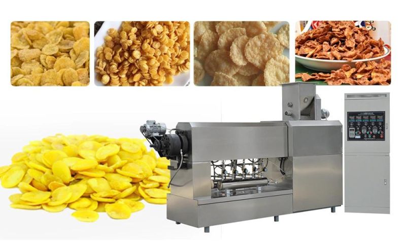 Rice Crispy Snack Food Extruder Machine/Corn Flakes Production Line/Cereal Flaking Loops Ring Make Extrusion