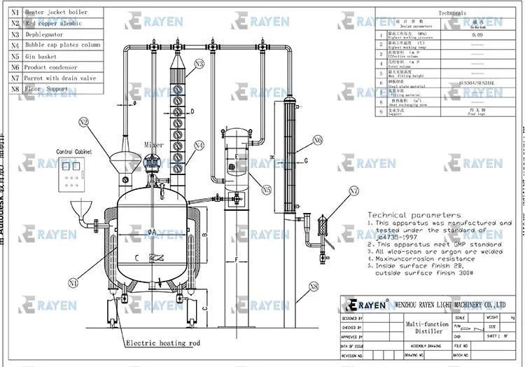 95% Alcohol Distiller Alcohol Rectification Column in SUS304/SUS316 Material with Thickness 1.5mm/3mm