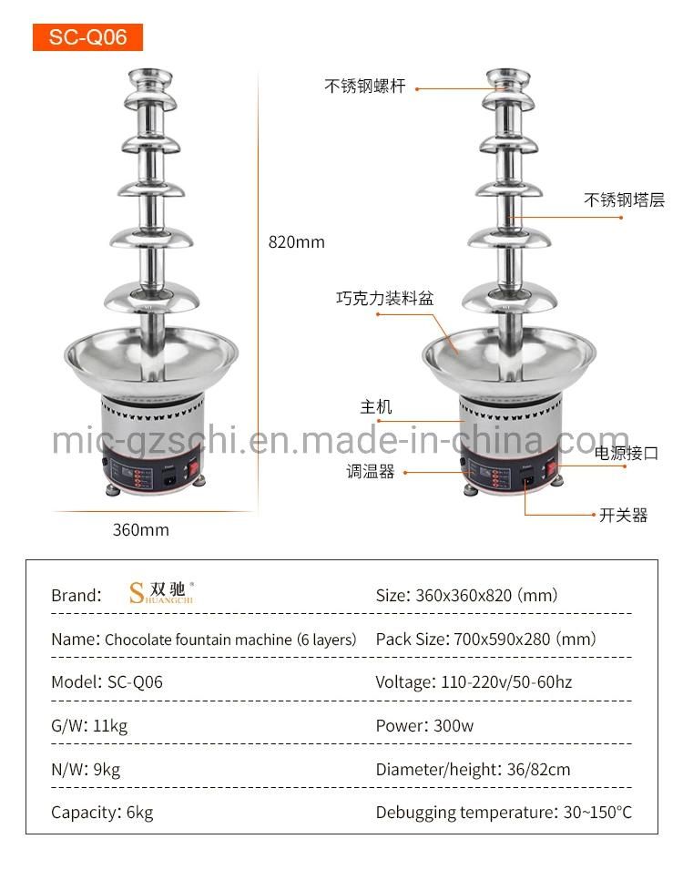 6 Layers Commercial Chocolate Fountain Machine