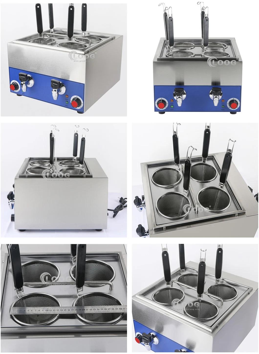 Restaurant Equipment 4 / 6 Grids Stainless Steel Basket Pot Commercial Electric Desktop Noodle Pasta Cookers