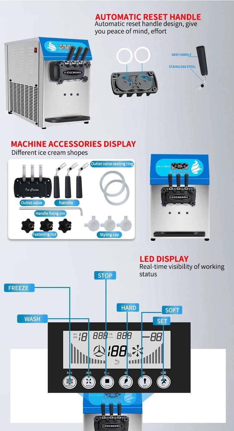 Table Soft Serve Ice Cream Machine Bt-36etb Ice Cream Maker