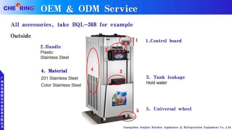 Commercial 201/304 Stainless Steel Pre Cooling Air Pump Soft Ice Cream Making Machine