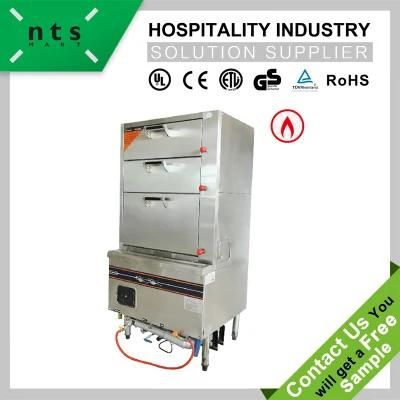 3-Drawer Gas Cooking Steamer, Rice Steamer, Food Sea Steamer