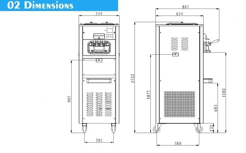 Floor Model China Commercial Soft Serve Ice Cream Machine