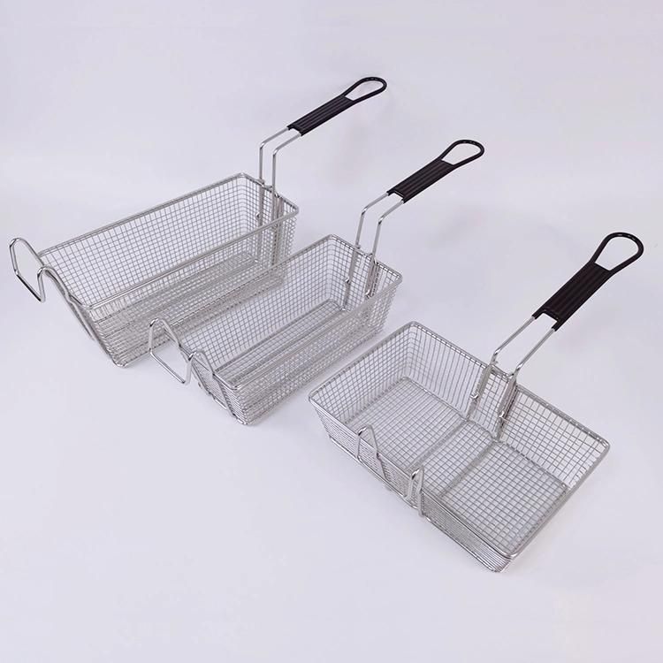 2.5 Gallon Commercial Fryer Stainless Steel Fried Basket Front Hook Fry Basket with Black Coated Removable Handle