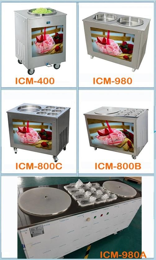 Ce Certificated Commercial Fry Ice Cream Roll Machine Round Pan