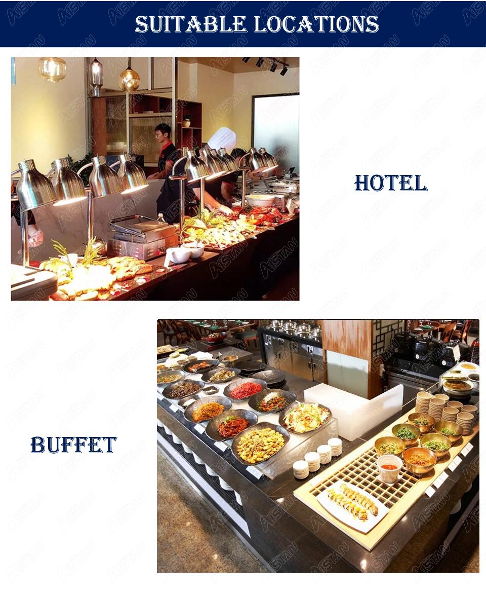 Dr4t China Restaurant Supplies Wholesale Lamp Stand Silver High Modern Buffet Service Station Heat Lamp to Keep Food Warm