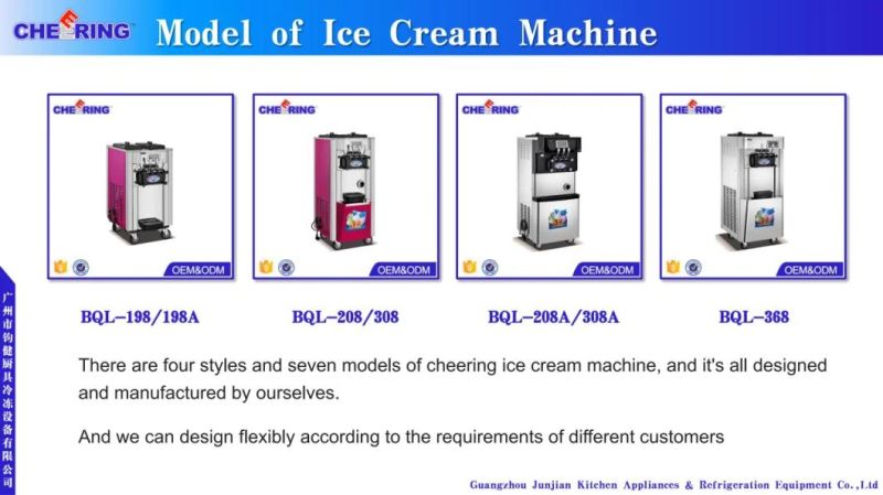 Wiberda Bql-198 3 Flavors Soft Ice Cream Machine Maker Pink or Silver Color Commercial Ice Cream Making Machine with CE