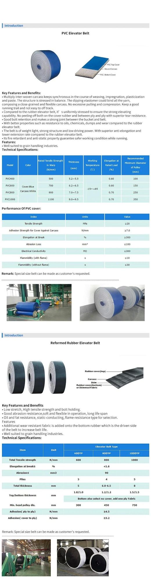 400py Hot Sales Belt Use for Rice Mill Machine