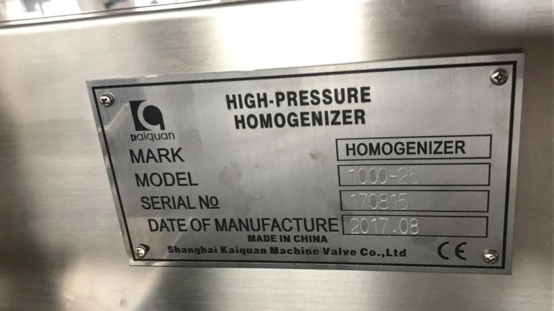 1000L 2000L 3000L 4000L 5000L Ce Certificate High Pressure Homogenizer