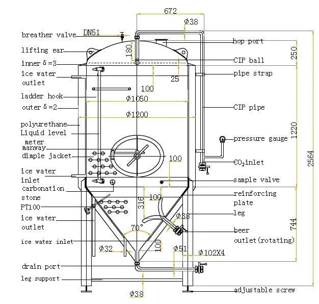 1500L 2000L 15bbl 20bbl SUS304 Cooling Jacketed Fermentation Tank Used in Pubs Bar