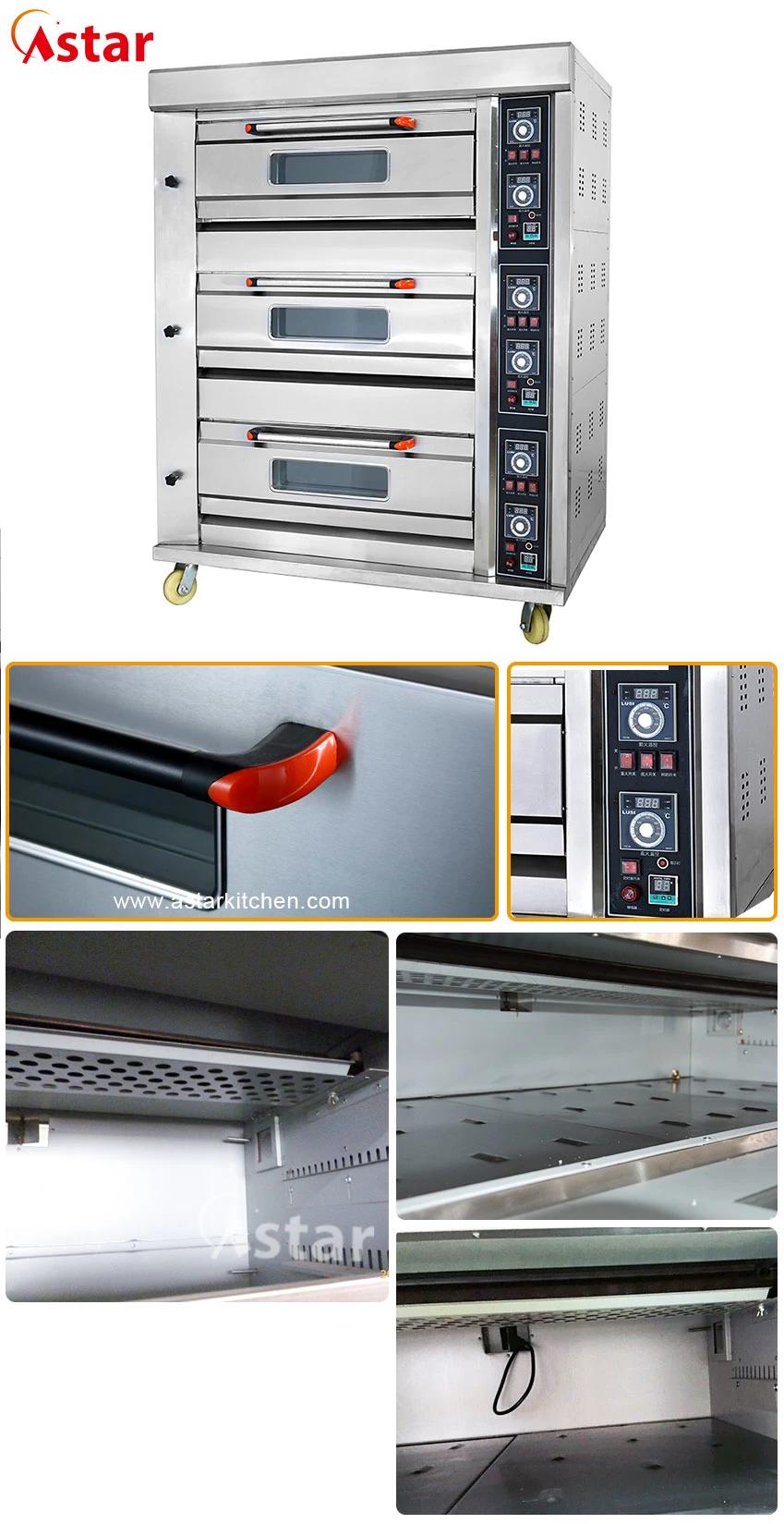 Commercial Bakery Machine Gas Deck Oven 3 Deck 6 Trays Pizza Oven Baking Oven