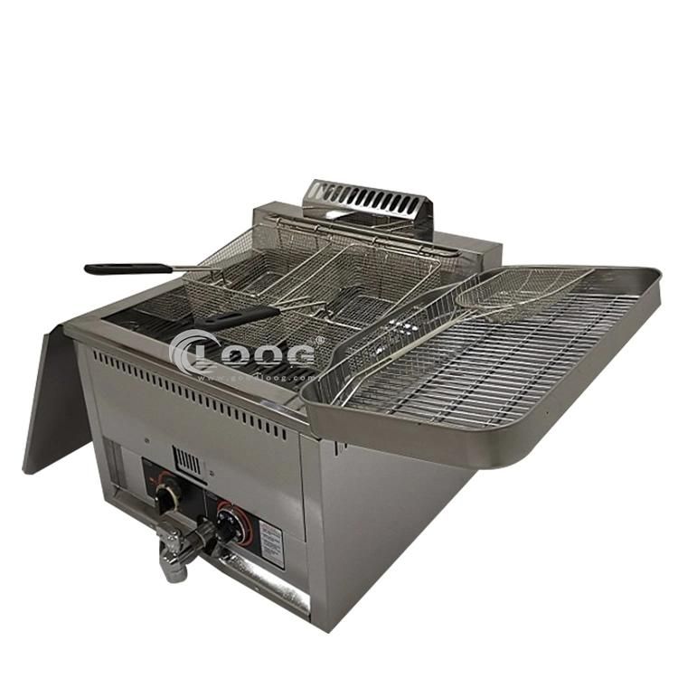 Fast Food Equipment 2 Baskets Commercial Stainless Steel Gas Deep Fryer Chips Machine for Restaurant