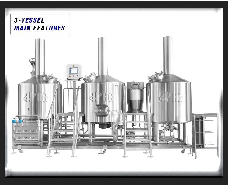 Turnkey Stainless Steel Industrial Beer Brewing Equipment for 1000L Brewery Plant System