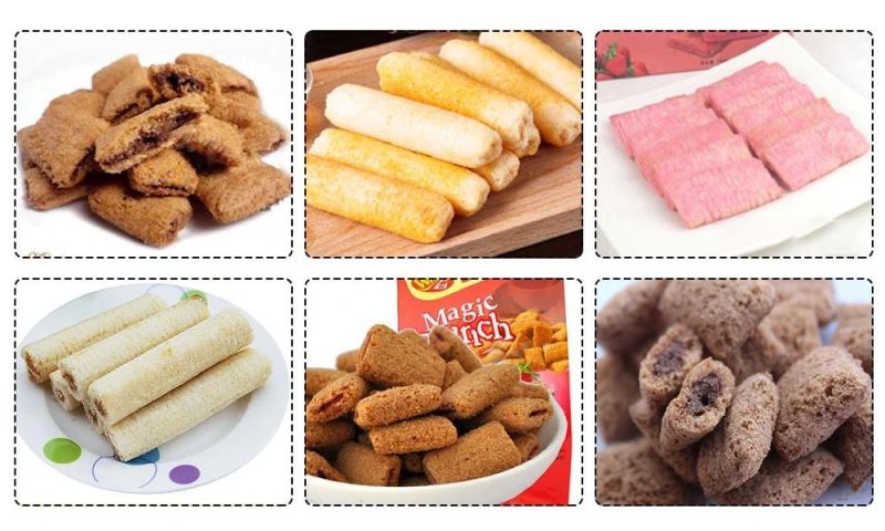 Popular Automati Puff Filling Extruded Rice Wheat Flour Fried Snack Food Bugles Ball Puff Pillow Stick Chips Making Machine