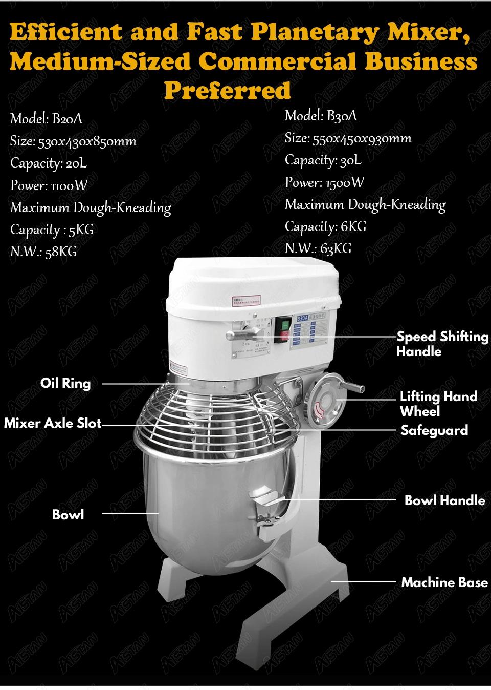 B30A Commercial Electric 20L/30L Food Mixer Planetary Mixer Dough Mixer Machine for Dough Kneading/ Egg Beating/Food Mixing