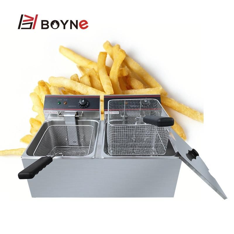 Double Tank 11L Table Top Electric Stainless Steel Deep Fryer