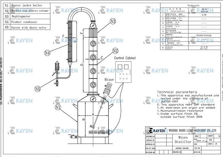 Copper Column Still Alcohol 316 Reactor with Column Condenser Facility