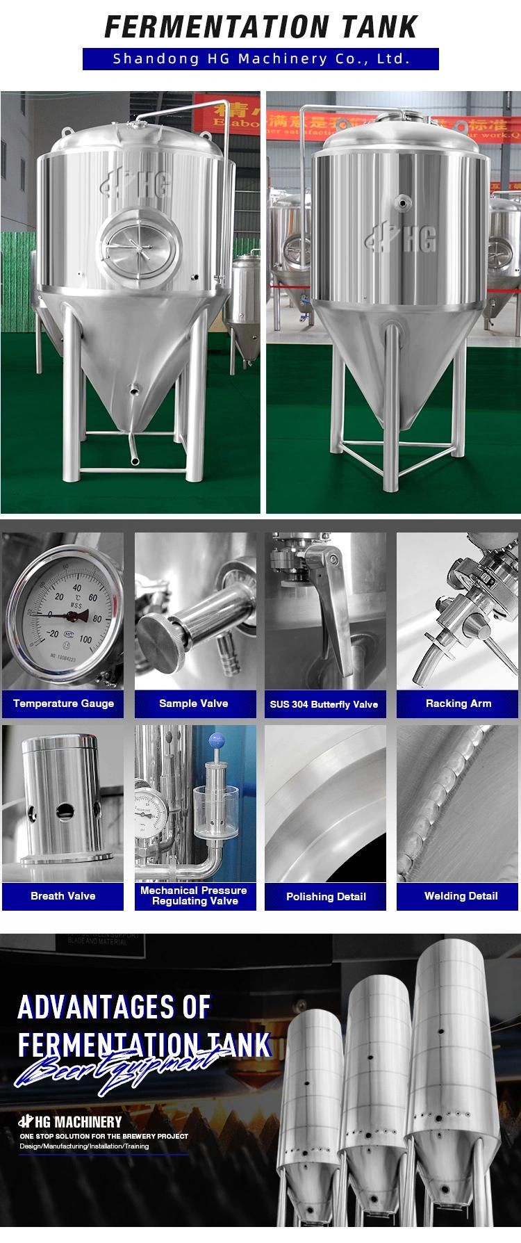 1000L 1500L 2000L 3000L 5000L 10bbl 15bbl 20bbl 30bbl 50bbl Stainless Steel Dimple Jacket Beer Fermenter Fermention Fermentation Machine Equipment Tank