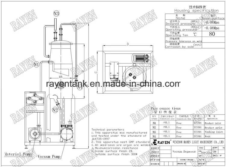 Food Grade Stainless Steel Juice Degassing Machine Vacuum Deaerator