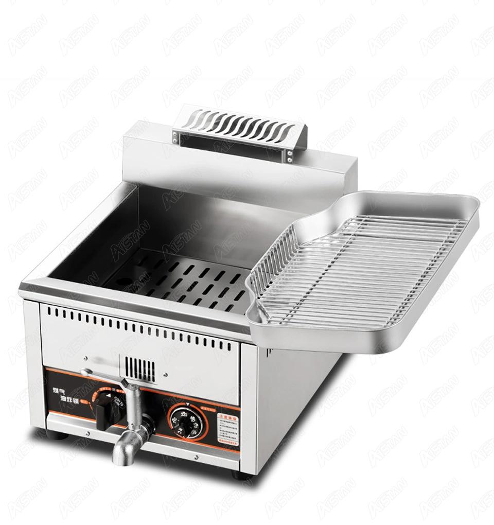 Bdh15L Tabletop Gas Deep Fryer with Temperature Control Stainless Steel#304 LPG or Natural Gas Chips Chicken Frying Machine