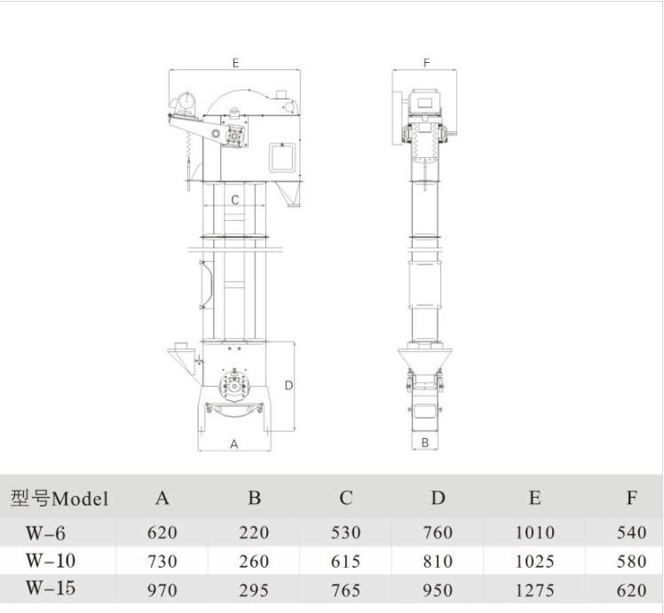 W6 Low-Speed Grain Bucket Elevator Used in Grain Process