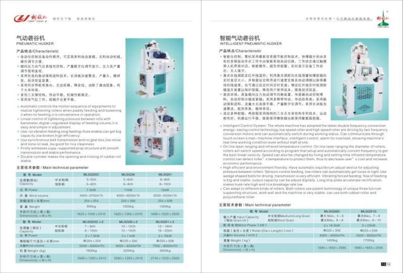 Intelligent Pneumatic Husker Machine Mlgq36D Two Rolls Could Change Rpm Basimati Rice Process