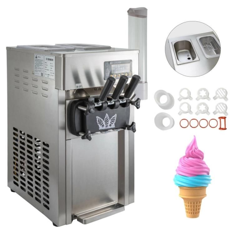 LCD Display 3 Flavor Soft Ice Cream Maker Frozen Yogurt Making Machine