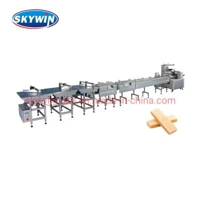 Skywin Wafer Machine Making Wafer Pillow Biscuit Feeding and Packing Line Machine