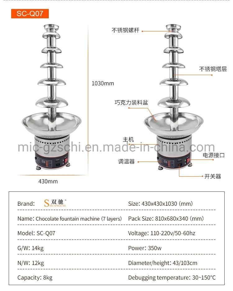 6 Layers Commercial Chocolate Fountain Machine