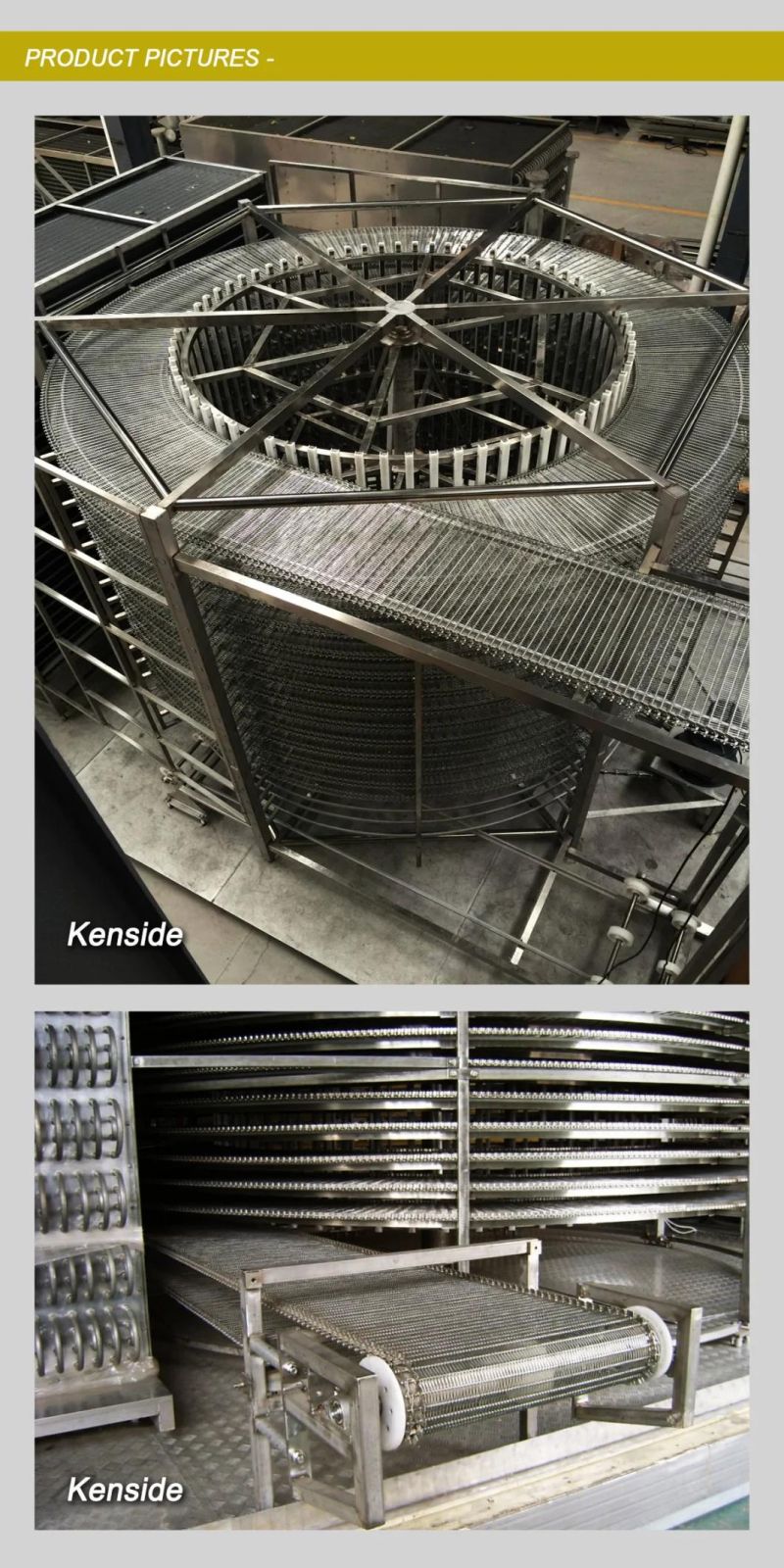 Stainless Steel Belt Spiral Conveyor for Cooling Bread