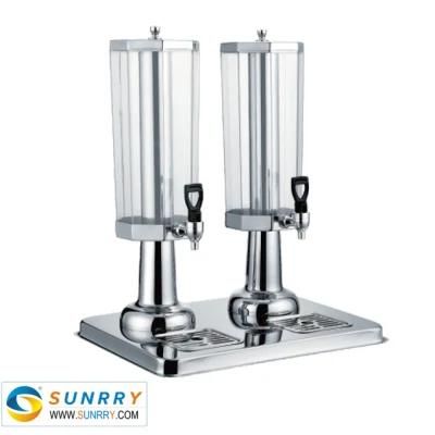 Octagonal Glass 2 Bottles Drink Beverage Dispenser with Rack