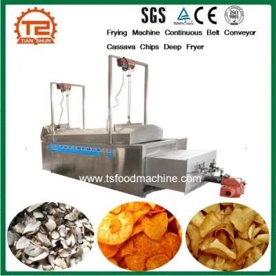 Frying Machine Continuous Belt Conveyor Cassava Chips Deep Fryer