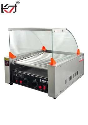 HD-11 Commercial Stainless Steel Hot Dog 11 Rollers Grill Cooker Machine with Cover