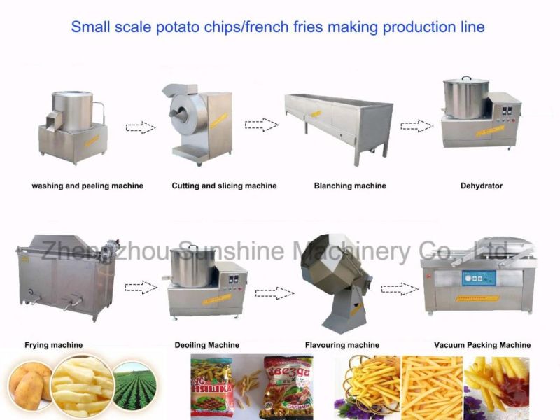 Industrial French Fries Chips Making Potato Washing Peeling Slicing Machine